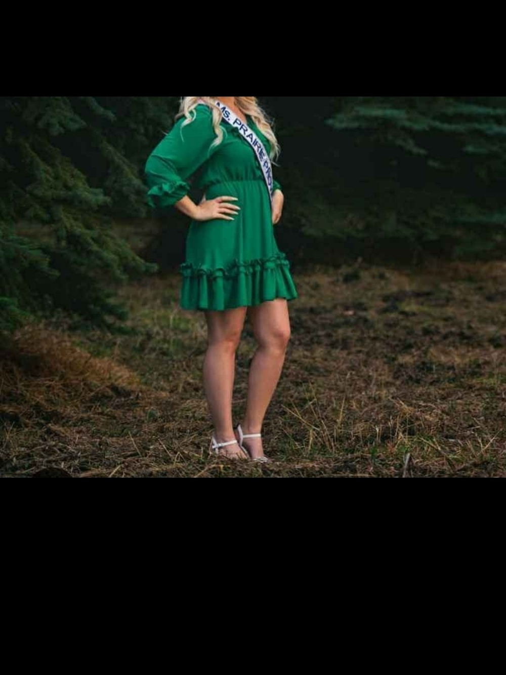 Green Ruffle Dress - Picture 5 of 6